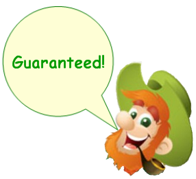 collins brand leprechaun character saying Guaranteed!
