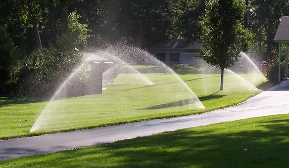 sprinkler run at a large commercial proprty