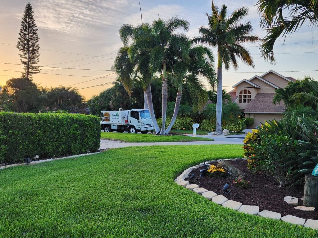 property being serviced by collins lawn and shrub care